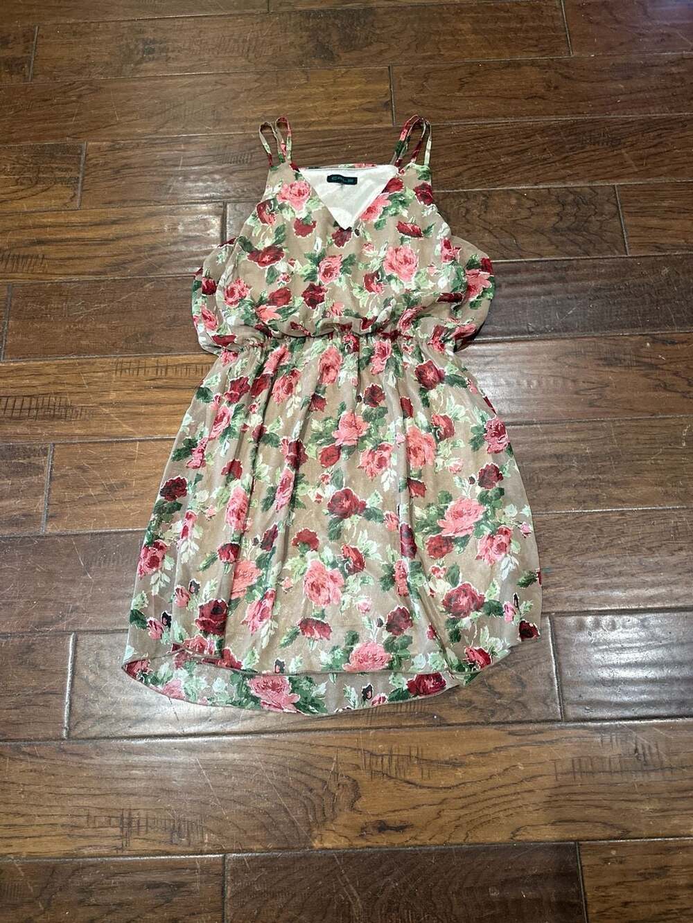 Cals Vintage Floral Sleeveless Mini Dress with Elastic Waist‎